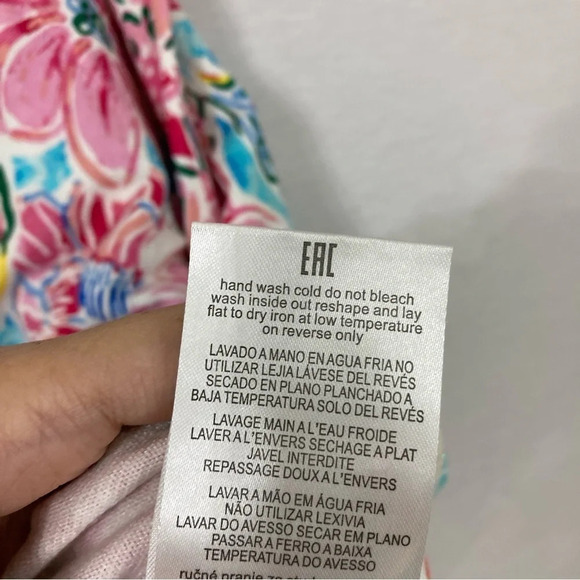 Leo & Ugo Two Layer Pink Blue Floral Soft Stretch Cardigan size Large - Picture 10 of 12